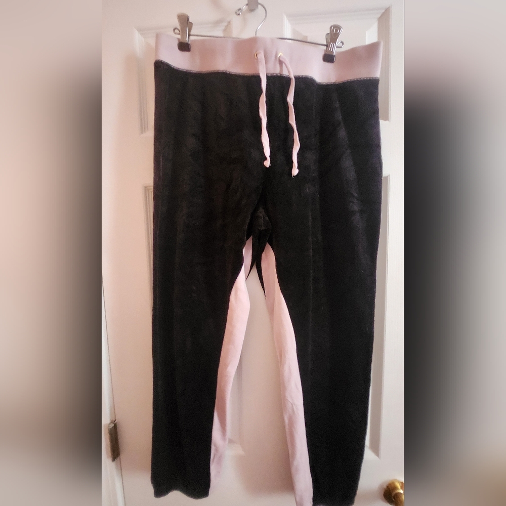 Juicy Black And Pink Velour Joggers
